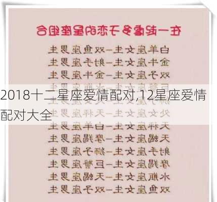 2018十二星座爱情配对,12星座爱情配对大全