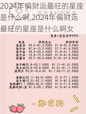 2024年偏财运最旺的星座是什么啊,2024年偏财运最旺的星座是什么啊女