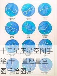 十二星座星空图手绘,十二星座星空图手绘图片