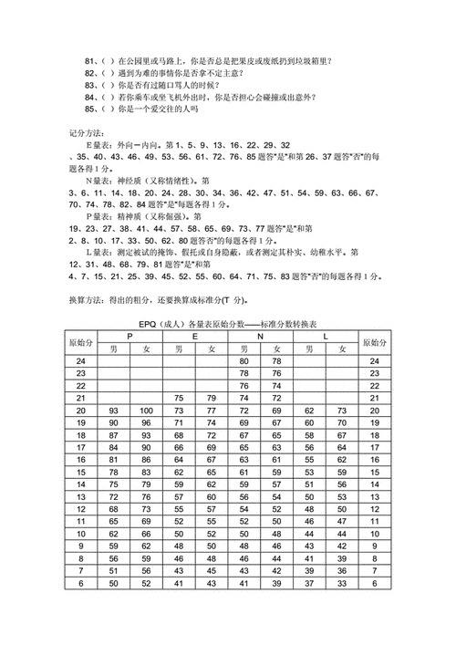 人格测试epq,人格测试epq中n量表代表