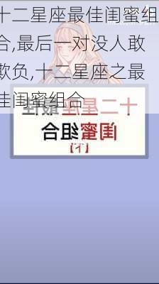 十二星座最佳闺蜜组合,最后一对没人敢欺负,十二星座之最佳闺蜜组合