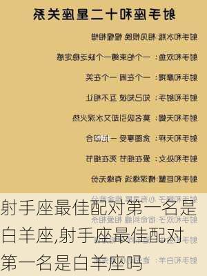 射手座最佳配对第一名是白羊座,射手座最佳配对第一名是白羊座吗