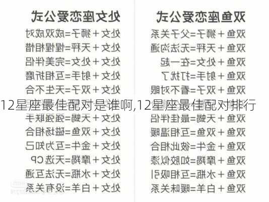 12星座最佳配对是谁啊,12星座最佳配对排行