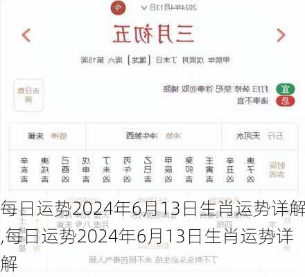 每日运势2024年6月13日生肖运势详解,每日运势2024年6月13日生肖运势详解