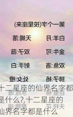 十二星座的仙界名字都是什么?,十二星座的仙界名字都是什么