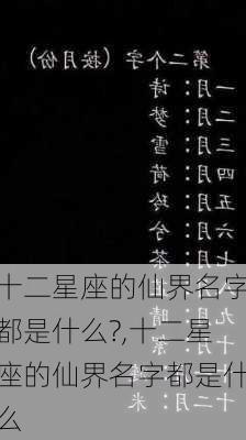 十二星座的仙界名字都是什么?,十二星座的仙界名字都是什么