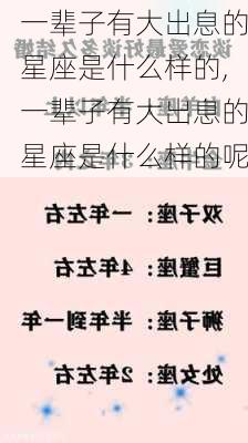 一辈子有大出息的星座是什么样的,一辈子有大出息的星座是什么样的呢