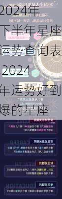 2024年下半年星座运势查询表,2024年运势好到爆的星座