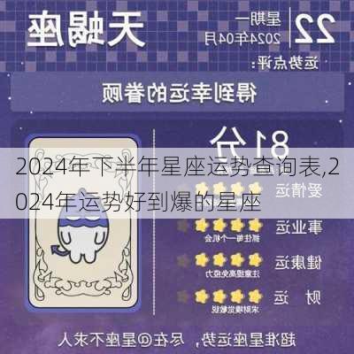 2024年下半年星座运势查询表,2024年运势好到爆的星座