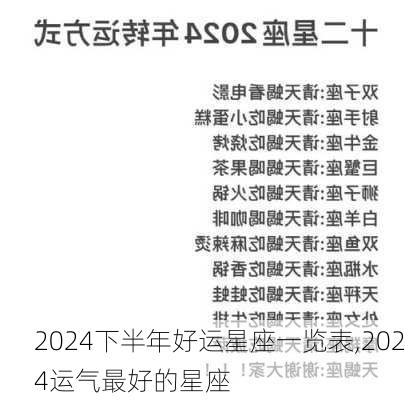 2024下半年好运星座一览表,2024运气最好的星座