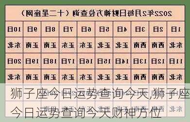 狮子座今日运势查询今天,狮子座今日运势查询今天财神方位