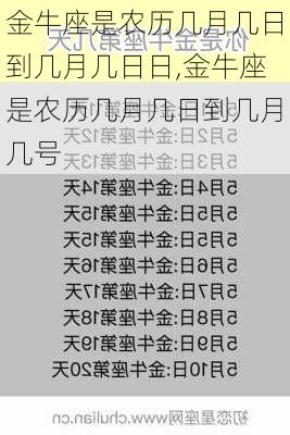 金牛座是农历几月几日到几月几日日,金牛座是农历几月几日到几月几号