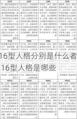 16型人格分别是什么者,16型人格是哪些