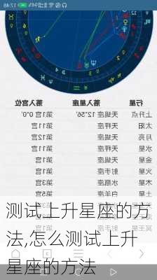 测试上升星座的方法,怎么测试上升星座的方法