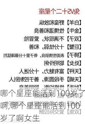 哪个星座能活到100岁了啊,哪个星座能活到100岁了啊女生