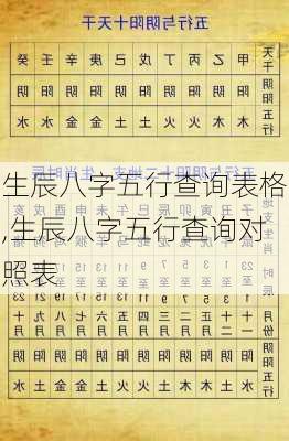 生辰八字五行查询表格,生辰八字五行查询对照表