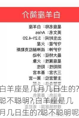 白羊座是几月几日生的?聪不聪明?,白羊座是几月几日生的?聪不聪明呢