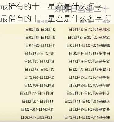 最稀有的十二星座是什么名字,最稀有的十二星座是什么名字啊