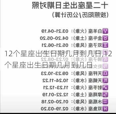 12个星座出生日期几月到几日,12个星座出生日期几月到几日