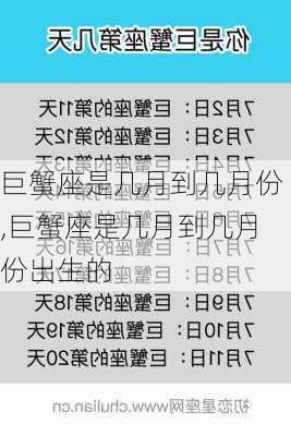 巨蟹座是几月到几月份,巨蟹座是几月到几月份出生的