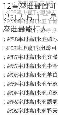 12星座谁最凶可以打人吗,十二星座谁最能打人