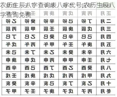 农历生辰八字查询表八字代号,农历生辰八字查询免费