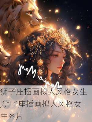 狮子座插画拟人风格女生,狮子座插画拟人风格女生图片