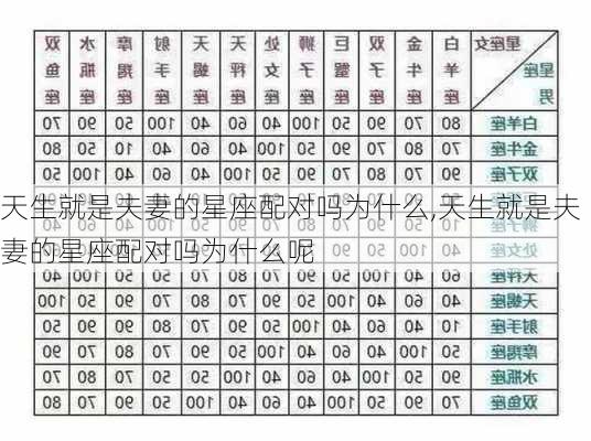 天生就是夫妻的星座配对吗为什么,天生就是夫妻的星座配对吗为什么呢