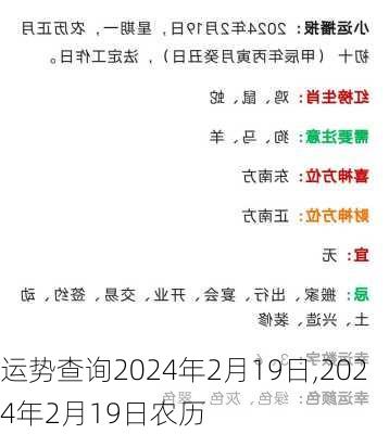 运势查询2024年2月19日,2024年2月19日农历