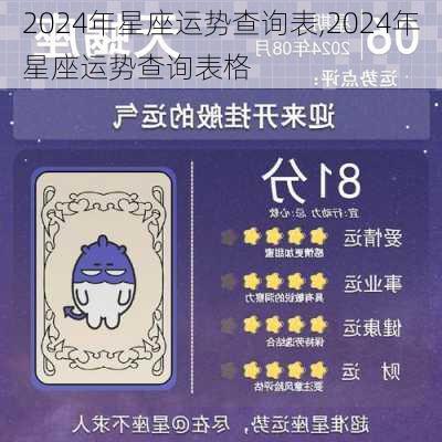 2024年星座运势查询表,2024年星座运势查询表格