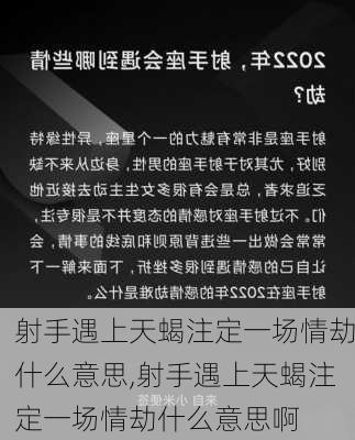 射手遇上天蝎注定一场情劫什么意思,射手遇上天蝎注定一场情劫什么意思啊