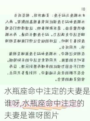 水瓶座命中注定的夫妻是谁呀,水瓶座命中注定的夫妻是谁呀图片