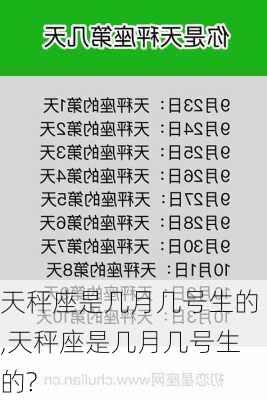 天秤座是几月几号生的,天秤座是几月几号生的?