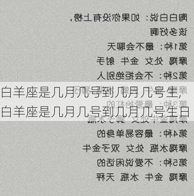 白羊座是几月几号到几月几号生,白羊座是几月几号到几月几号生日