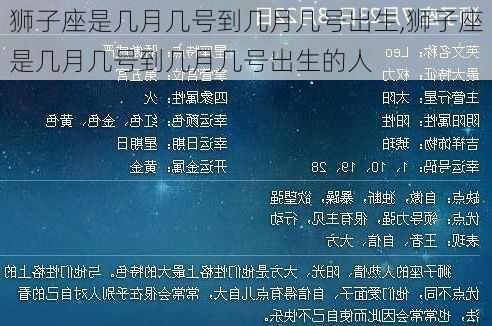 狮子座是几月几号到几月几号出生,狮子座是几月几号到几月几号出生的人