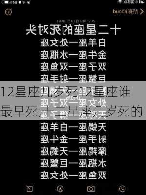 12星座几岁死12星座谁最早死,十二星座几岁死的