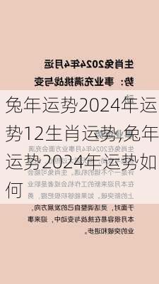 兔年运势2024年运势12生肖运势,兔年运势2024年运势如何