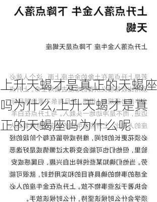 上升天蝎才是真正的天蝎座吗为什么,上升天蝎才是真正的天蝎座吗为什么呢