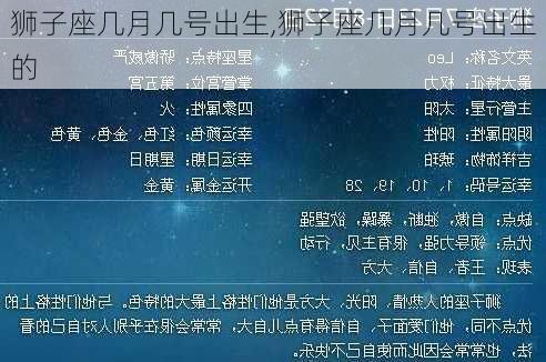 狮子座几月几号出生,狮子座几月几号出生的