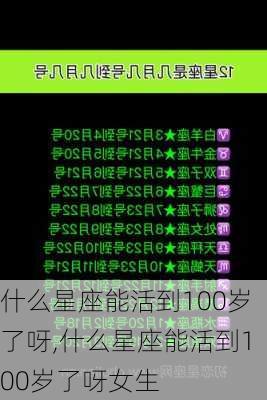 什么星座能活到100岁了呀,什么星座能活到100岁了呀女生