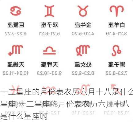 十二星座的月份表农历六月十八是什么星座,十二星座的月份表农历六月十八是什么星座啊