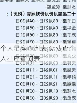 个人星座查询表,免费查个人星座查询表