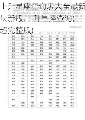 上升星座查询表大全最新最新版,上升星座查询(超完整版)