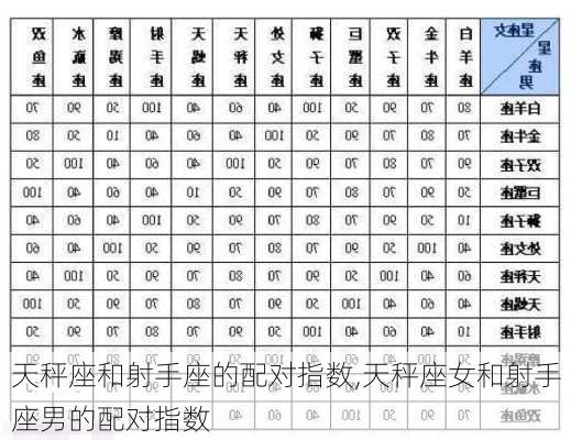 天秤座和射手座的配对指数,天秤座女和射手座男的配对指数