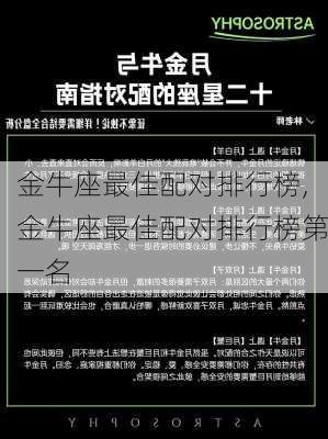 金牛座最佳配对排行榜,金牛座最佳配对排行榜第一名