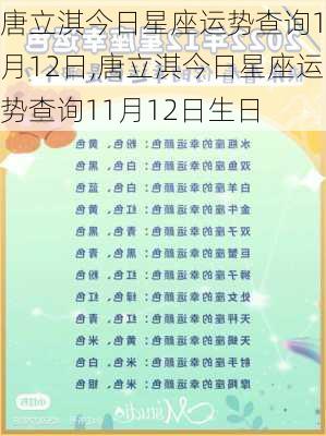 唐立淇今日星座运势查询11月12日,唐立淇今日星座运势查询11月12日生日