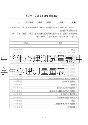 中学生心理测试量表,中学生心理测量量表