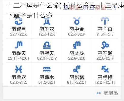 十二星座是什么命(下)什么意思,十二星座下辈子是什么命