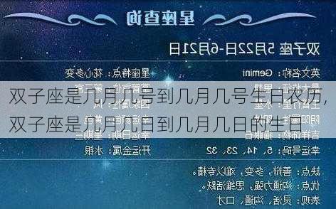 双子座是几月几号到几月几号生日农历,双子座是几月几日到几月几日的生日