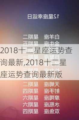 2018十二星座运势查询最新,2018十二星座运势查询最新版